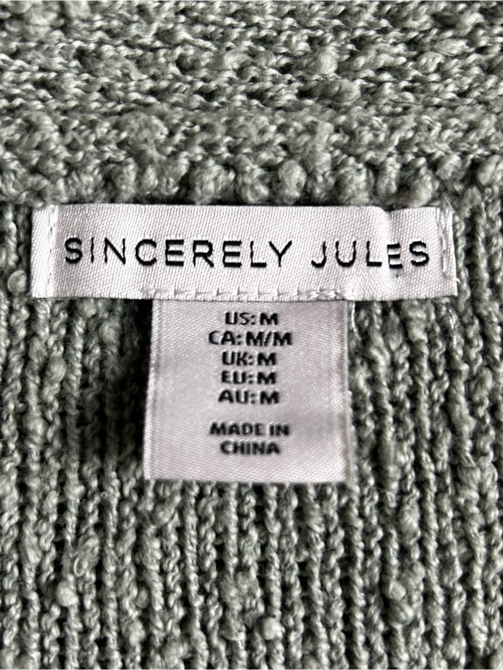 Sincerely Jules Sage Green Textured Cardigan Sweater | Slouchy Cozy Knit Medium - Picture 6 of 8